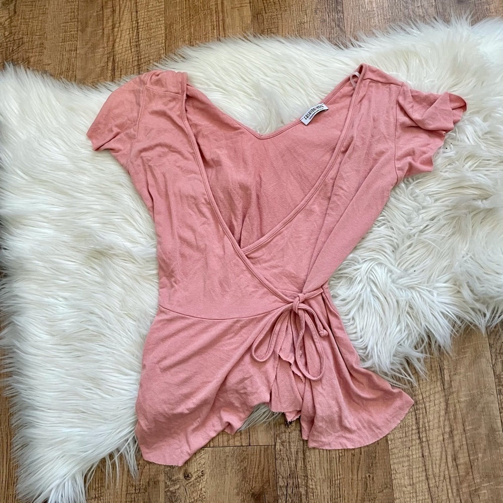 FASHION NOVA | Pink Short Sleeve Wrap Top